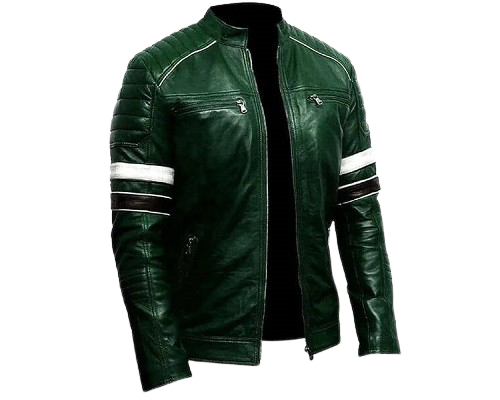 Green Leather Biker Jacket